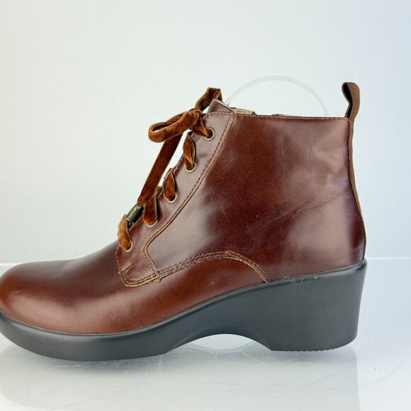 NWOT Alegria Eliza ELI-660 Chestnut Brown Leather Wedge Ankle Boots Size 38, 7.5 - Picture 6 of 11